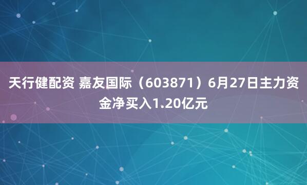 天行健配资 嘉友国际（603871）6月27日主力资金净买入1.20亿元